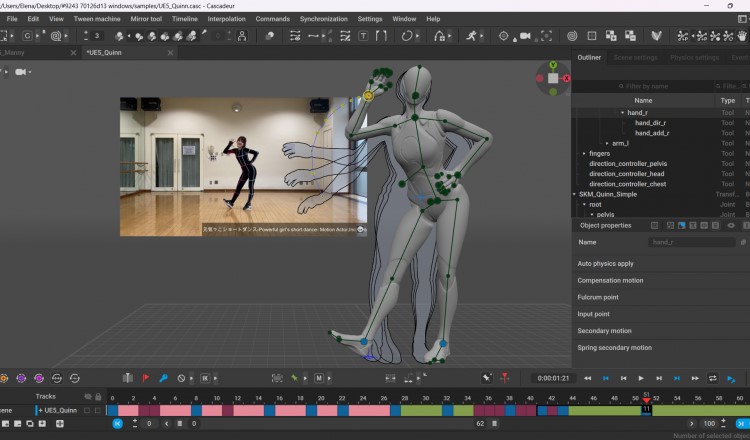 AIを用いたアニメーション制作ツール『Cascadeur 2023.1』アップデート！指のポーズを変えると、AIが自然な手のポーズに調整