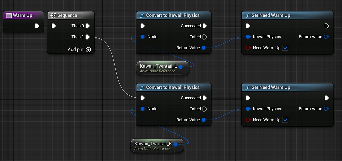 UE向け疑似物理プラグイン「KawaiiPhysics」、カットシーン切替時などで物理の荒ぶりを防ぐ「物理の空回し( Warm Up )機能」を追加