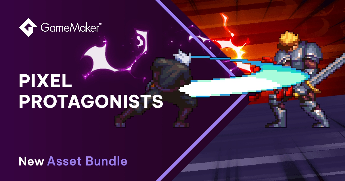 ピクセルキャラクター4体のモーション付きアセットバンドルが『GameMaker』で新たに無料公開。以前のバンドルも無料で利用可能