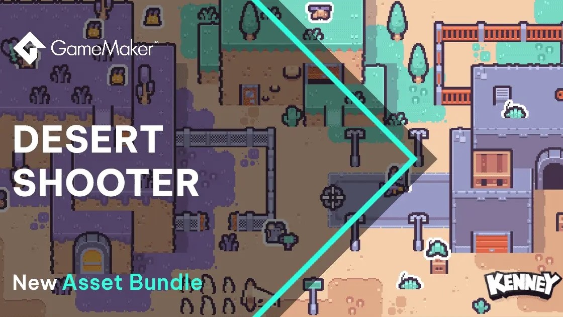 砂漠地帯をイメージした画像素材、銃撃音などのSEが収録されたアセットバンドル『DESERT SHOOTER』、GameMaker公式サイトで無料公開