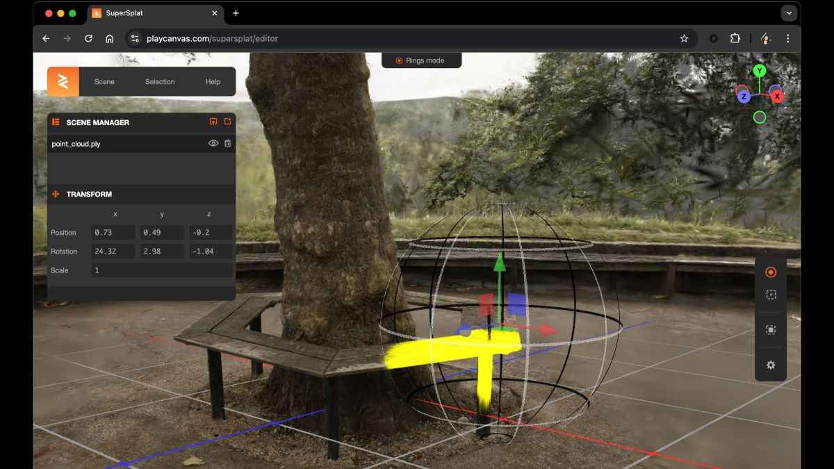 オープンソースの無料ツール「SuperSplat 1.0」を、PlayCanvasがリリース。3DスキャンしたPLYデータをWebブラウザ上で編集し、必要な箇所だけ取り出せる