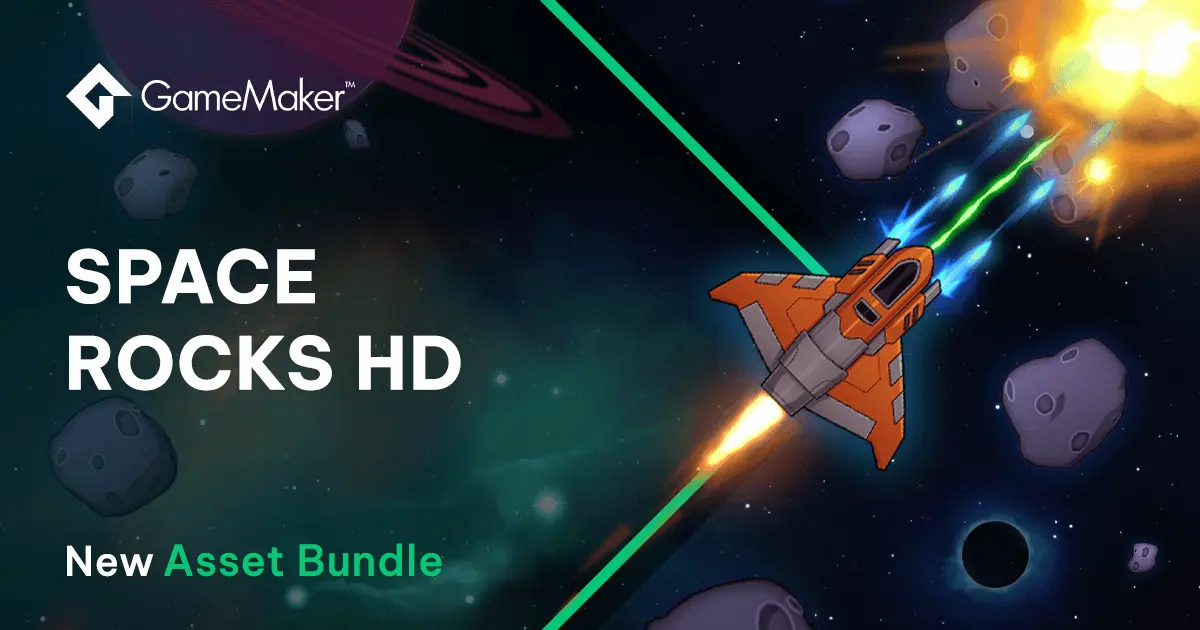 レーザーやスラスター、爆発などのアニメーションを収録。GameMaker向け無料アセットバンドル『Space Rocks HD』が公開
