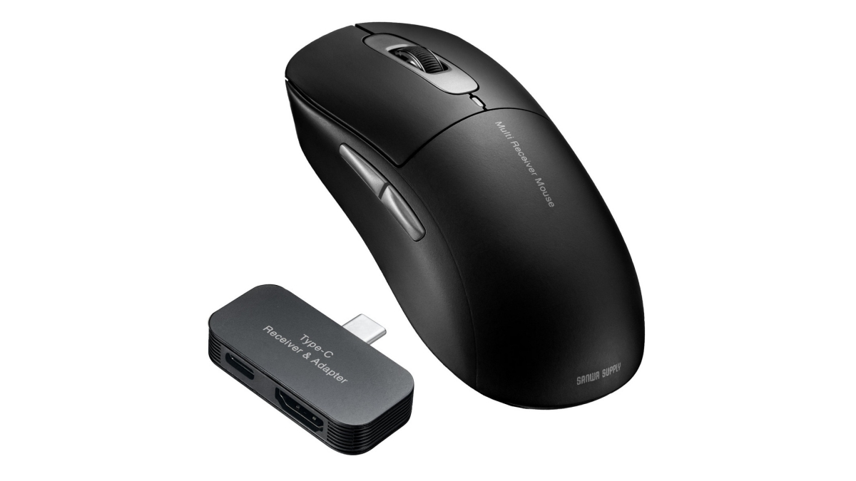 USBハブ機能付きレシーバーがセットのワイヤレスマウス、サンワサプライから発売。4K/60HzのHDMI出力、PD充電をサポート