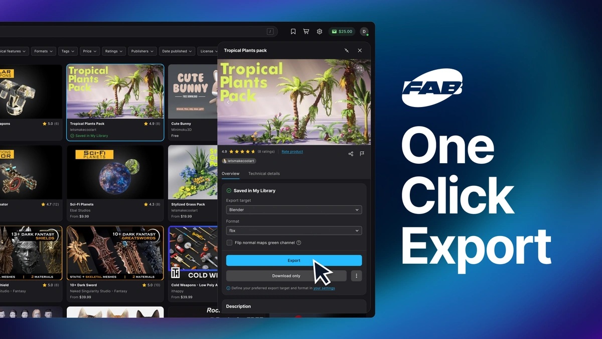 Megascansアセット300製品以上がリリース。「Fab」がEpic Games Launcherに搭載された記念として