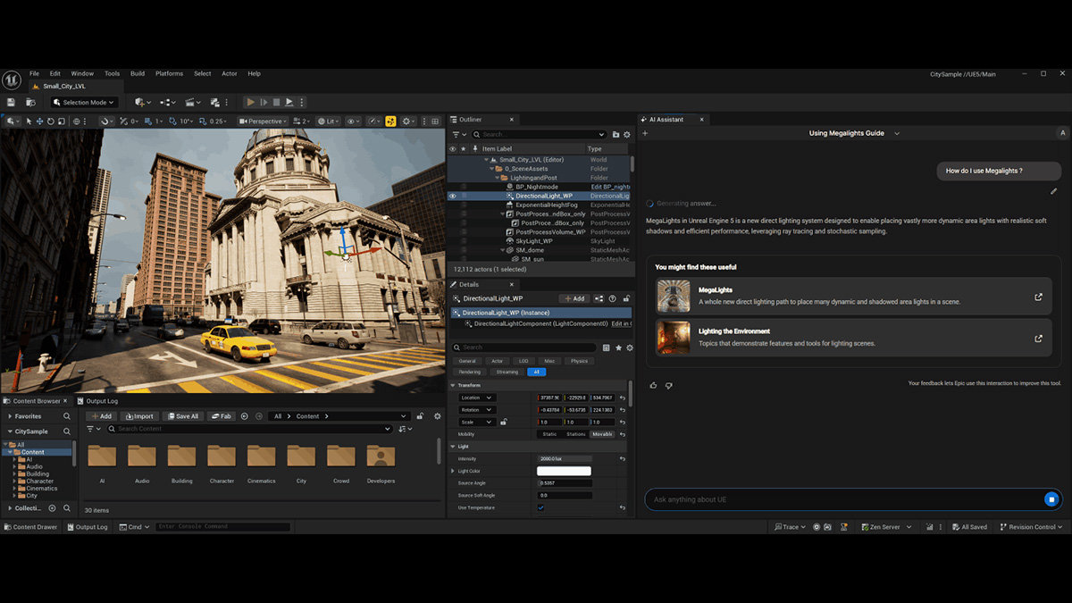 Unreal Engine 5.7のロードマップが公開。AIアシスタントが実験的機能として導入予定