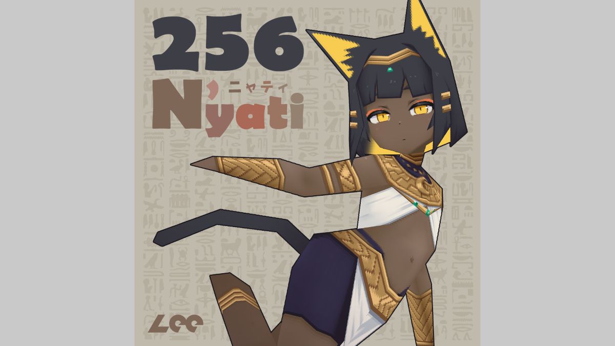 “褐色エジプト猫耳キャラ”のリグ付きローポリモデル「256ニャティ」、3DアーティストLee氏が256円で発売
