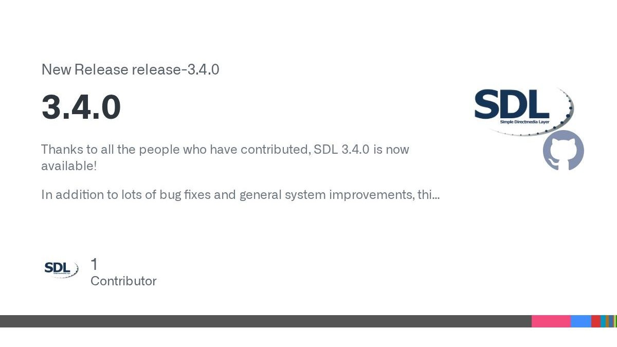 オープンソースライブラリ「SDL」、バージョン3.4.0にアップデート。3D/2DレンダリングAPIの連携強化や、Emscriptenサポートなどが追加