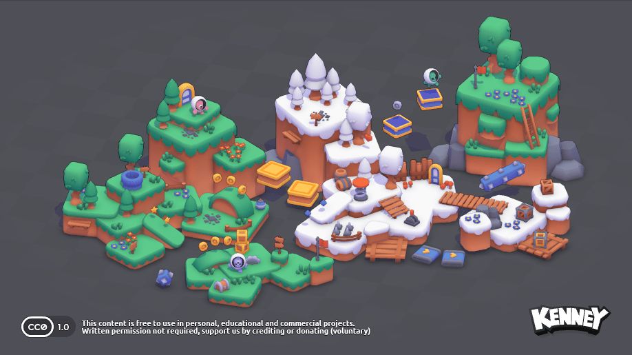 3Dプラットフォーマーを作れる150種類以上のモデルを収録。無料アセットパック『Platformer Kit』アップデート版、Webサイト「Kenney」で公開