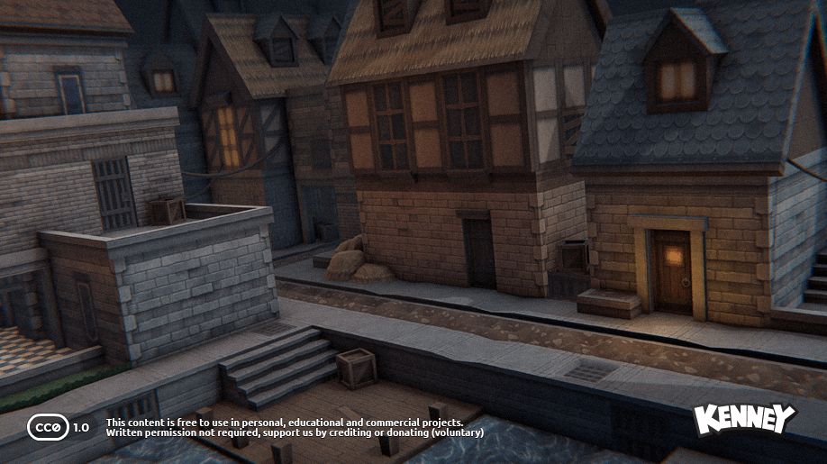 ファンタジー世界の町づくりに適した約120種類のテクスチャを収録。無料アセットパック『Retro Textures 1』、Webサイト「Kenney」で公開