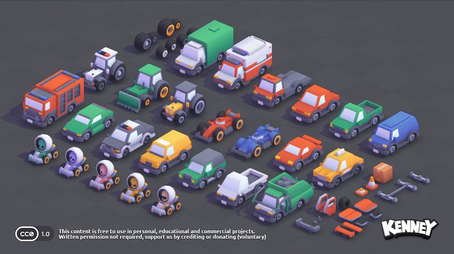 レーシングカーやトラックなど50種の3Dモデルを収録。無料アセットパック『Car Kit』更新版、Webサイト「Kenney」で公開