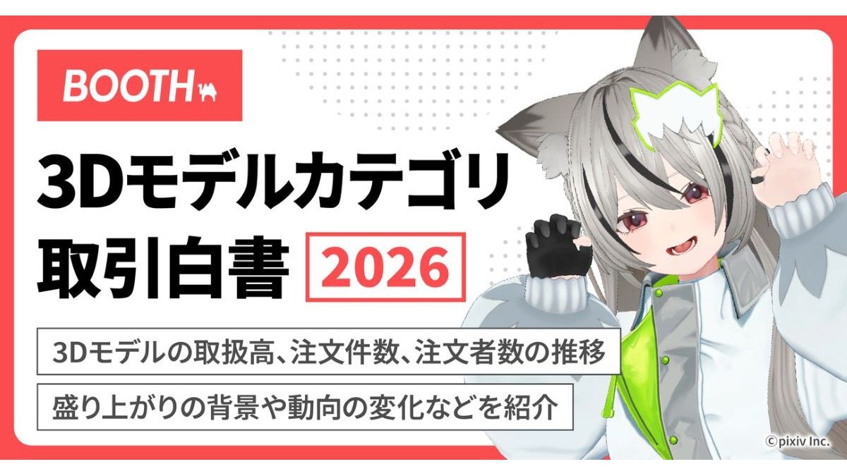 BOOTHの「3Dモデル」カテゴリ取扱高は100億円を突破。ピクシブ、年次統計レポート「BOOTH 3Dモデルカテゴリ取引白書2026」公開