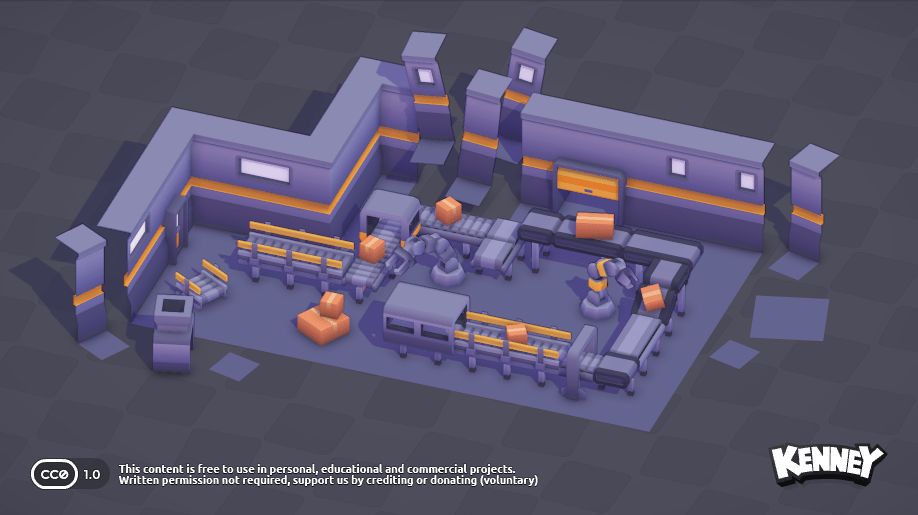 工場設備をモチーフにした90種類以上の3Dモデルが収録。アセットパック『Conveyor Kit』アップデート版、Webサイト「Kenney」にて無料で公開