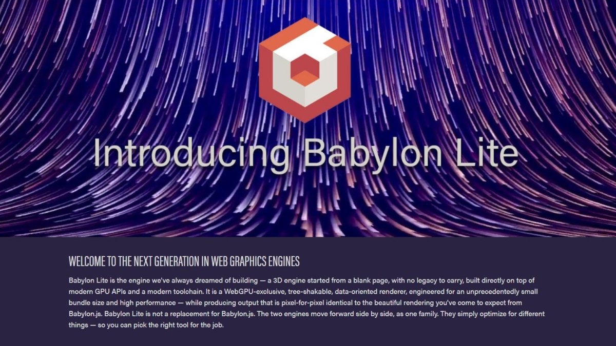 オープンソースのWebレンダリングエンジン「Babylon Lite」リリース。「Babylon.js」と同等の描画性能を誇り、データサイズ削減＆動作速度が向上