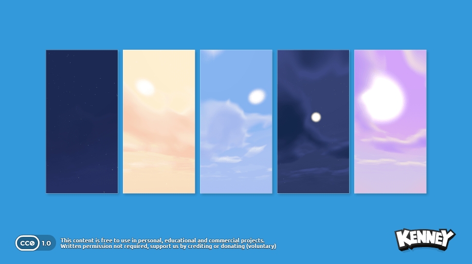 スカイボックス用の画像をパノラマ形式で収録。夜空や昼間など5種を揃えた『Skyboxes』、Webサイト「Kenney」で無料公開